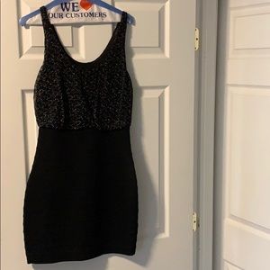 Express bandage party dress w/ lace detail top